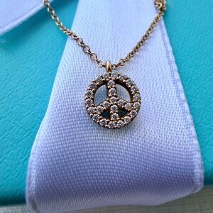 Tiffany & Co. 18k Rose Gold Peace Diamonds Pendant Necklace, 16"